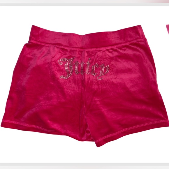 JUICY COUTURE OG BLING RHINESTONE VELOUR VIXEN PINK SHORT-SLEEVE & SHORT SET NWT - Picture 12 of 16